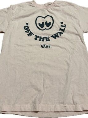 Vans Light Pink Tee with Black 'Off The Wall' Graphic